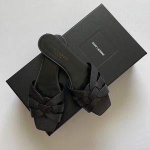 YSL Tribute Flat Sandals leather